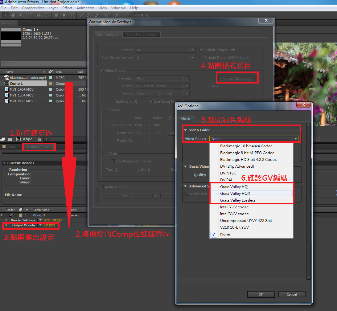 如何將AdobeAE_CS6所做影片匯出帶有GV編碼AVI檔